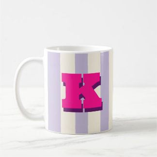 Bold Custom Initial, Personalised Striped Coffee Mug
