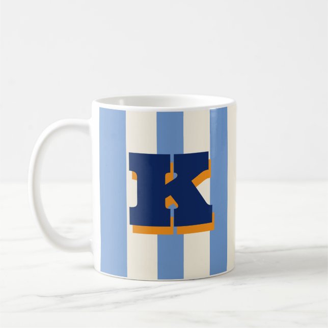 Bold Custom Initial, Personalised Striped Coffee Mug (Left)