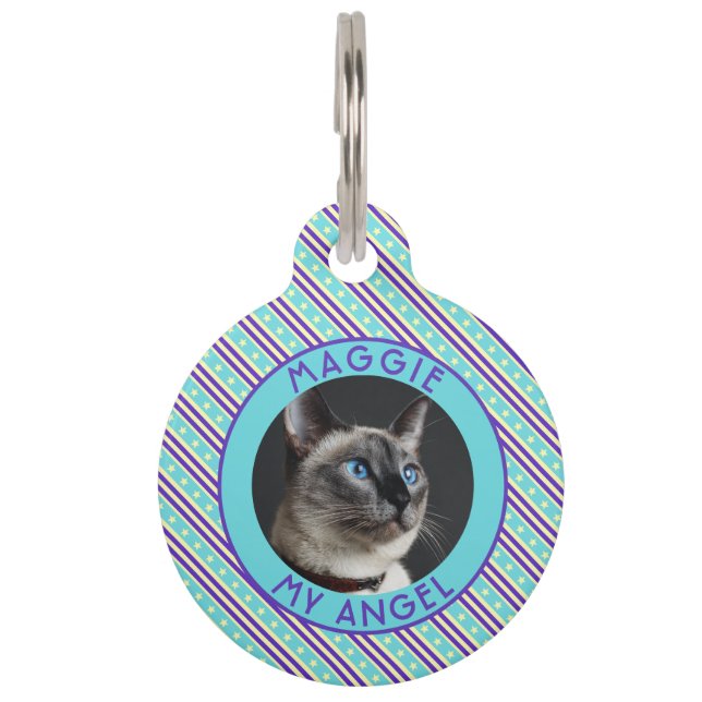 Bold Custom Pet Owner Gift Stripes Pattern Tag (Front)