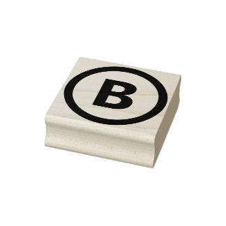 Bold Customisable Letter with Circle Frame Border Rubber Stamp