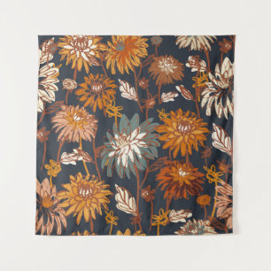 Bold Dahlia Chrysanthemum Chinese Pattern Tapestry