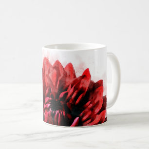 Bold Dahlia Watercolor Crimson Coffee Mug