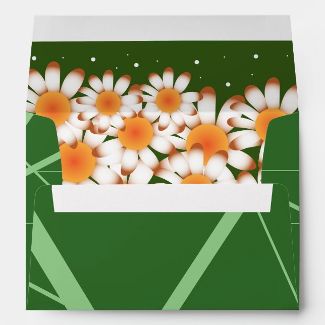 Bold Daisies Forest Green Wedding Envelope (Back (Bottom))