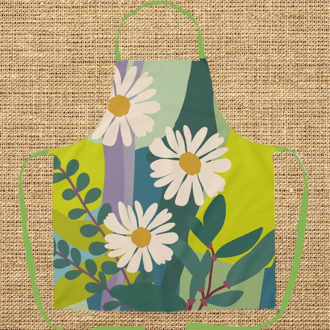 Bold Daisy Bloom with Colorful Color Blocks  Apron (Creator Uploaded)