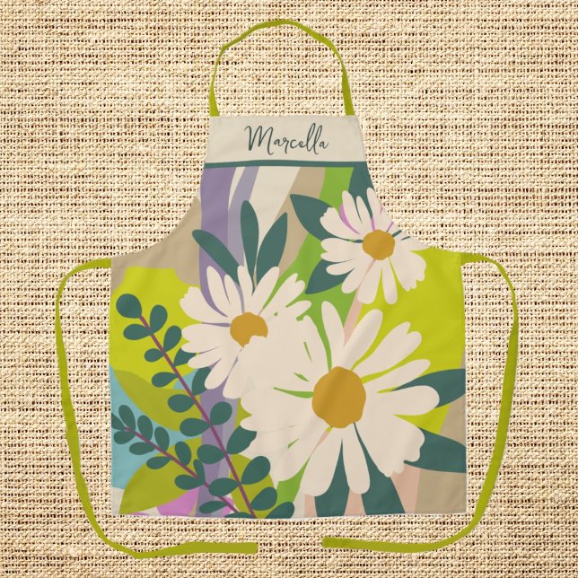 Bold Daisy Bloom with Colorful Color Blocks  Apron (Creator Uploaded)