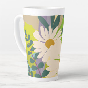 Bold Daisy Bloom with Colorful Color Blocks Latte Mug