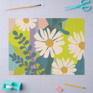 Bold Daisy Bloom with Colorful Color Blocks Tissue Paper