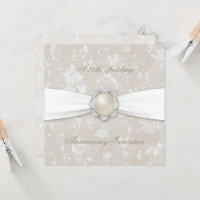 Bold Damask 30th Wedding Anniversary Square Invite