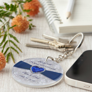 Bold Damask 45th Wedding Anniversary Key Chain