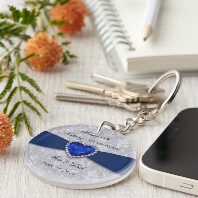 Bold Damask 45th Wedding Anniversary Key Chain (Front Right)