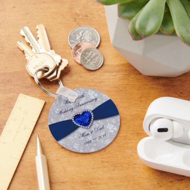 Bold Damask 45th Wedding Anniversary Key Chain (Desk)