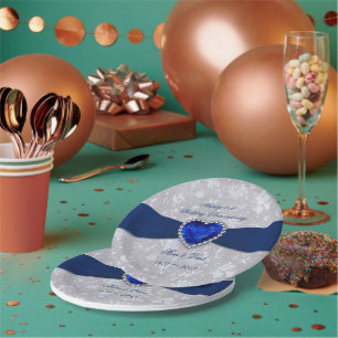 Bold Damask 45th Wedding Anniversary Paper Plates