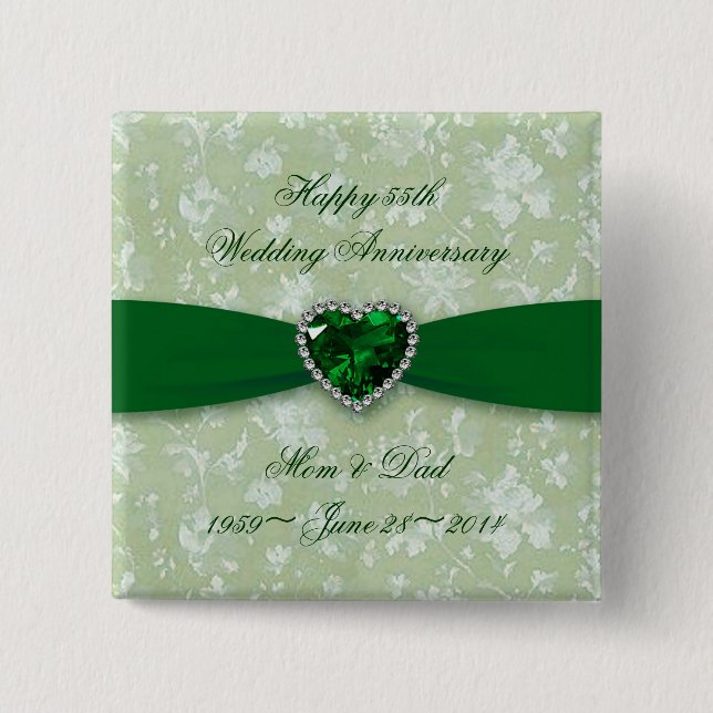 Bold Damask 55th Wedding Anniversary Button (Front)