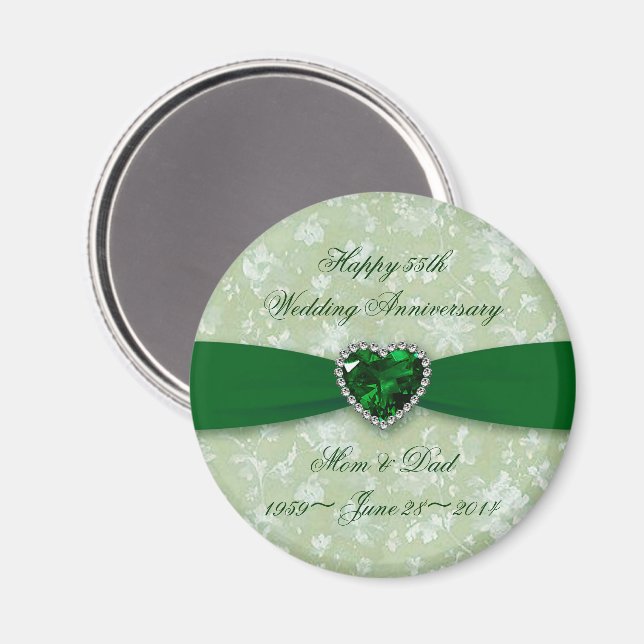 Bold Damask 55th Wedding Anniversary Magnet (Front/Back)