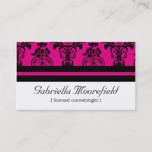 Bold Damask Pink Cosmetologist Business Cards