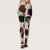 Bold Dark Floral Red & Black Beige Botanical
