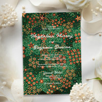 Bold Dark Green Red Floral Earthy Textile Wedding