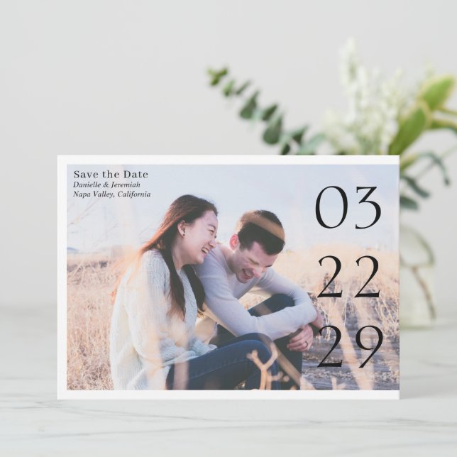 Bold Date Clean Minimal Elegant Modern Wedding Save The Date (Standing Front)