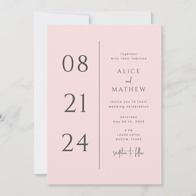 bold date minimalist modern wedding invitation (Front)
