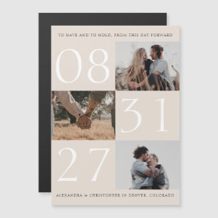 Bold Date Triple Photo Save The Date Magnetic Card