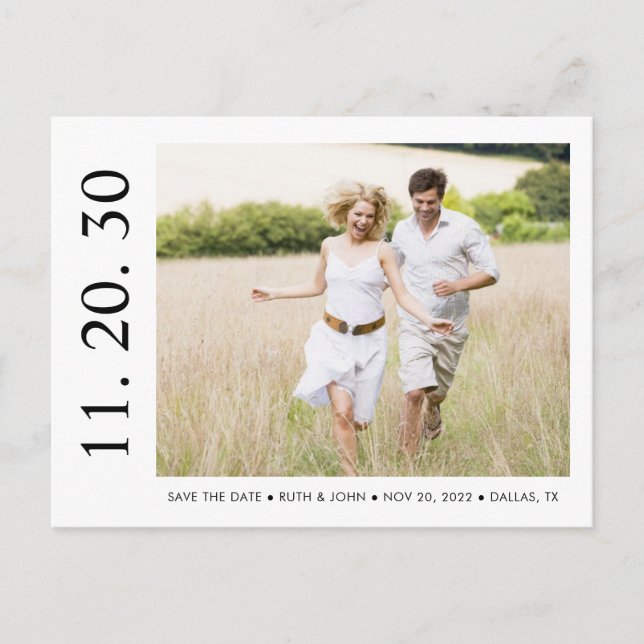 Bold Dates Custom Photo Save the Date Postcard (Front)