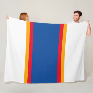 Bold Deep Blue Red Yellow Racing Stripes On White Fleece Blanket