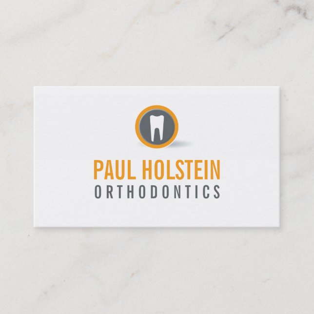 BOLD DENTIST BUSINESS CARD :: modern tooth logo 6 (Front)