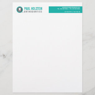 BOLD DENTIST LETTERHEAD :: modern tooth logo jade