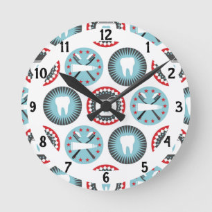 Bold Dentistry Pattern - Dentist Dental Hygienist Round Clock
