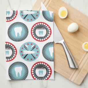 Bold Dentistry Pattern - Dentist Dental Hygienist Tea Towel