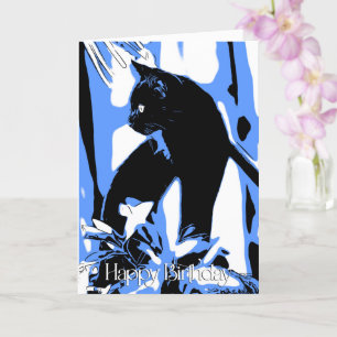Bold Design Black Cat Birthday Card