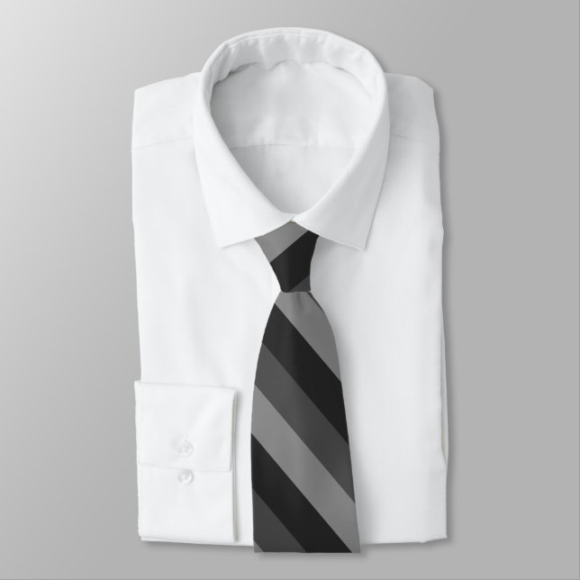 bold diagonal black and grey stripes tie (Tied)