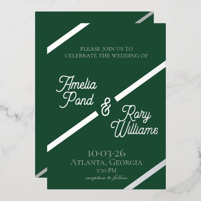 Bold Diagonal Foil Wedding Invite (Front/Back)