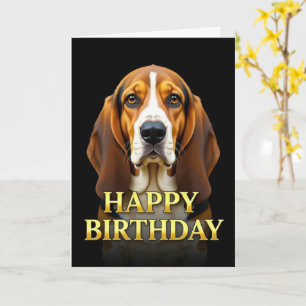 BOLD DISTINCT CLOSEUP BASSETT HOUND BIRTHDAY CARD