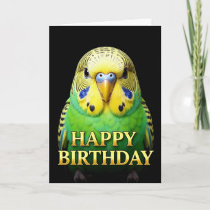 BOLD DISTINCT CLOSEUP BUDGIE BIRTHDAY CARD