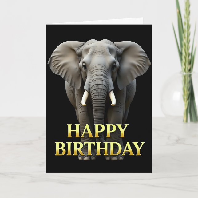 BOLD DISTINCT CLOSEUP ELEPHANT BIRTHDAY CARD (Front)
