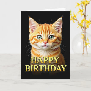 BOLD DISTINCT CLOSEUP GINGER KITTEN BIRTHDAY CARD