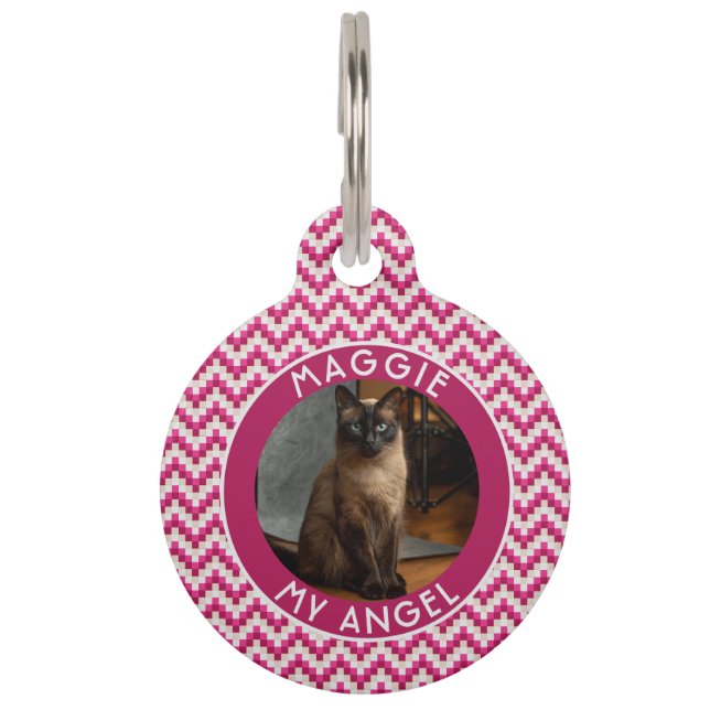 Bold Dog Lover Present Abstract Chevron Pet Tag (Front)
