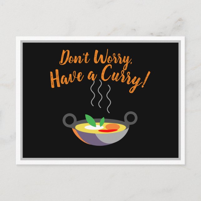 Bold Don't Worry, Have a Curry! Orange Encourage Postcard (Front)