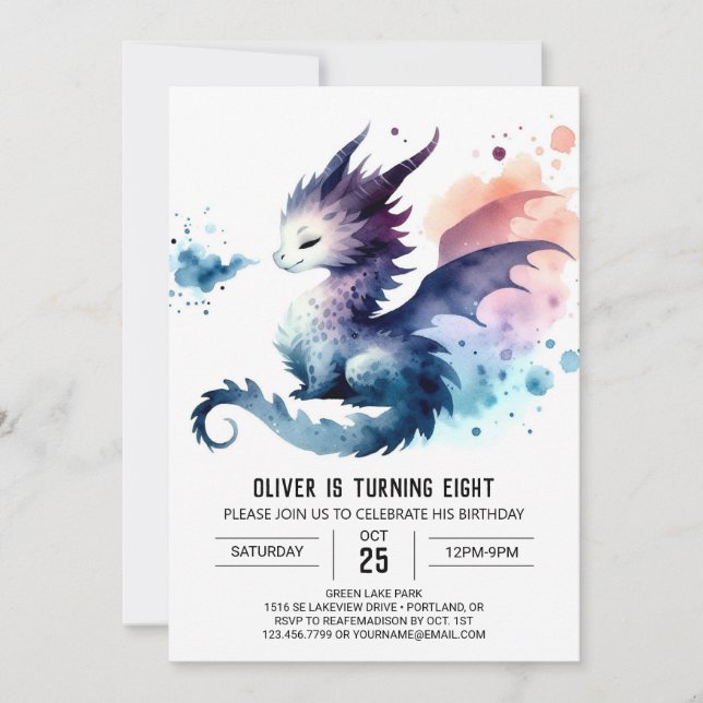 Bold Dragon Birthday Custom Invitation (Front)
