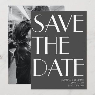 Bold Dramatic Black White Modern Wedding Save The Date