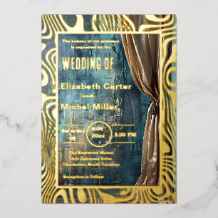 Bold Dramatic Modern Contemporary Foil Invitation