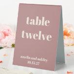 Bold Dusty Rose Retro Custom Wedding Number<br><div class="desc">Bold Minimalist Dusty Rose Fall Retro Simple Custom Wedding Table Number Tent Sign</div>