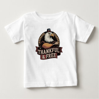 Bold Eagle Head Thankful & Free Vintage Graphic Baby T-Shirt