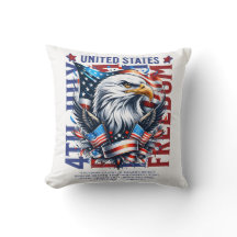 Bold Eagle Patriotic 4th of July Pillow