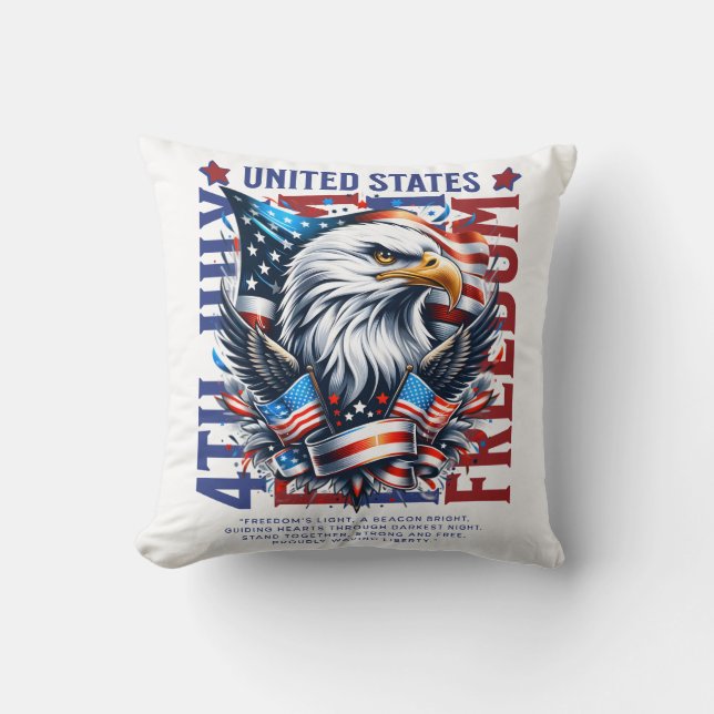 Bold Eagle Patriotic 4th of July Pillow (Front)