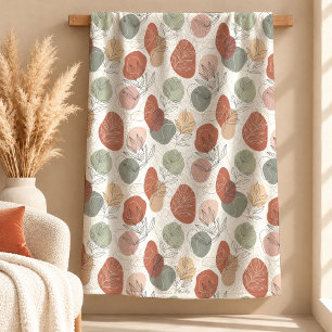 Bold Earthy Boho Rainbow Blanket With Leaf Shapes