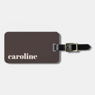 Bold Earthy Brown Modern Personalised Name Luggage Tag