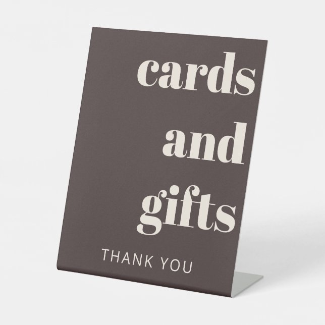 Bold Earthy Brown Modern Wedding Cards Gifts Pedestal Sign (Front)