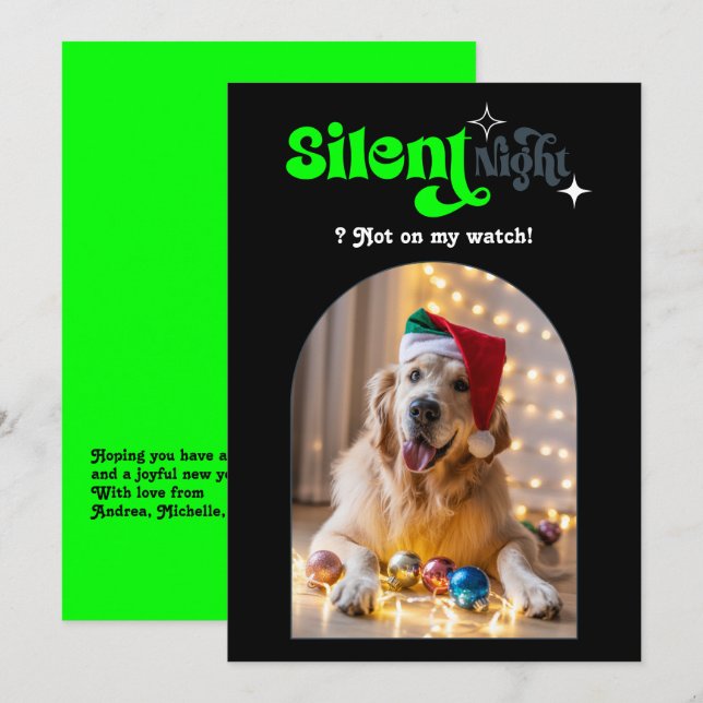 Bold Edge Funny Retro Pet Dog Christmas Photo Holiday Card (Front/Back)